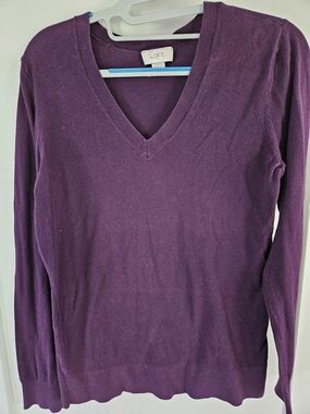 LOFT Purple V-Neck Lightweight Knit Sweater